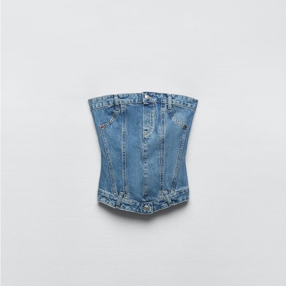 Zara Corset Style Denim Top - Picture 14 of 17